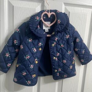 Floral Quilted Jacket with Ruffle Collar